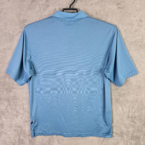 Mens Eleven Straight Byron Nelson Blue & Black Striped Polo Shirt Short Sleeve L - Picture 5 of 8
